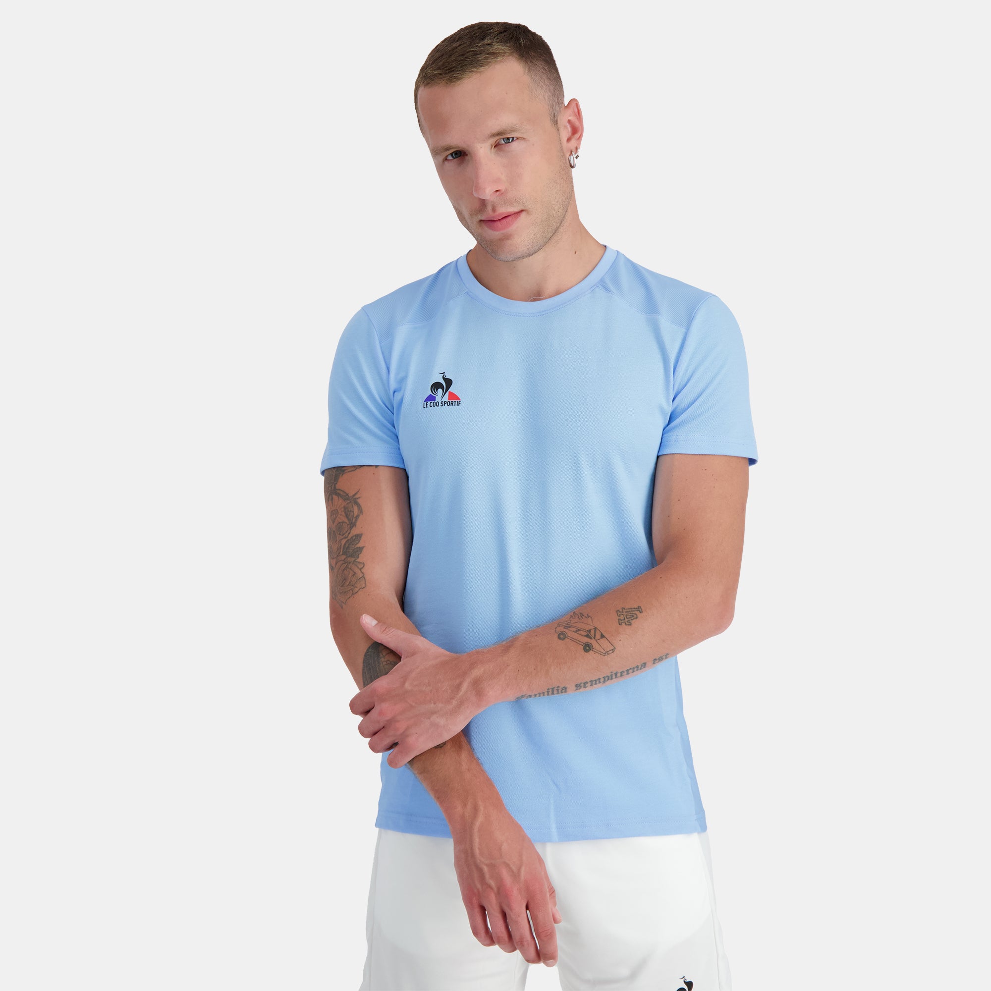 T shirt le coq sportif homme 2025 cyan