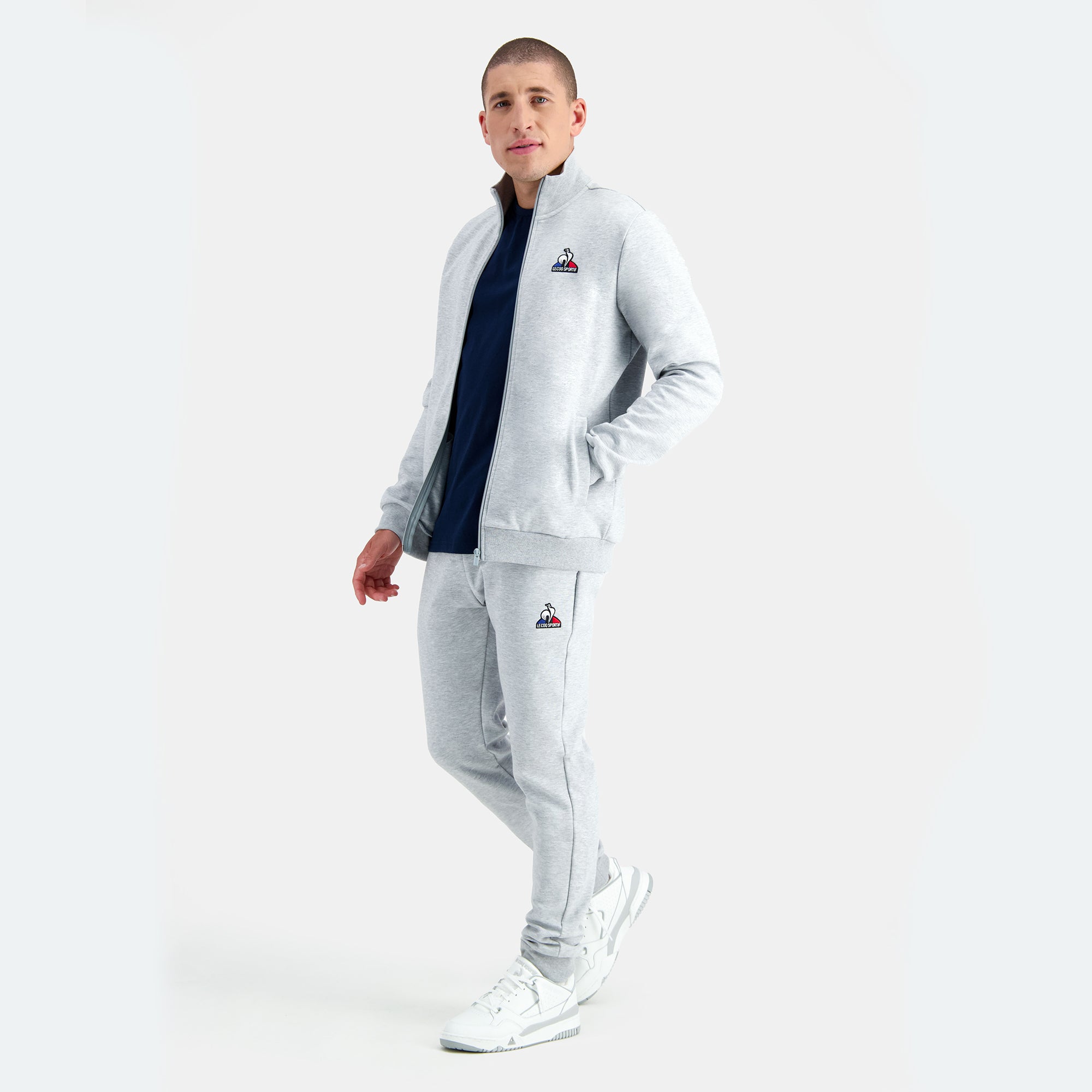 Felpa Con Zip Uomo Grigio Le Coq Sportif