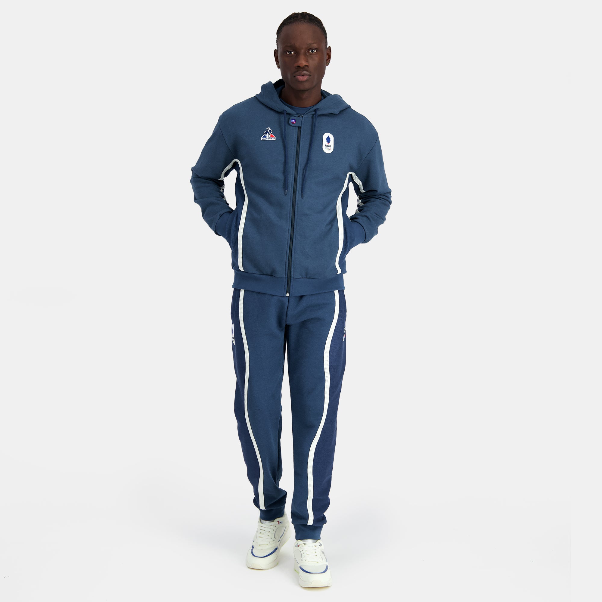 Felpa Con Cappuccio Con Zip Uomo Squadra olimpica francese Blu Le Coq Sportif