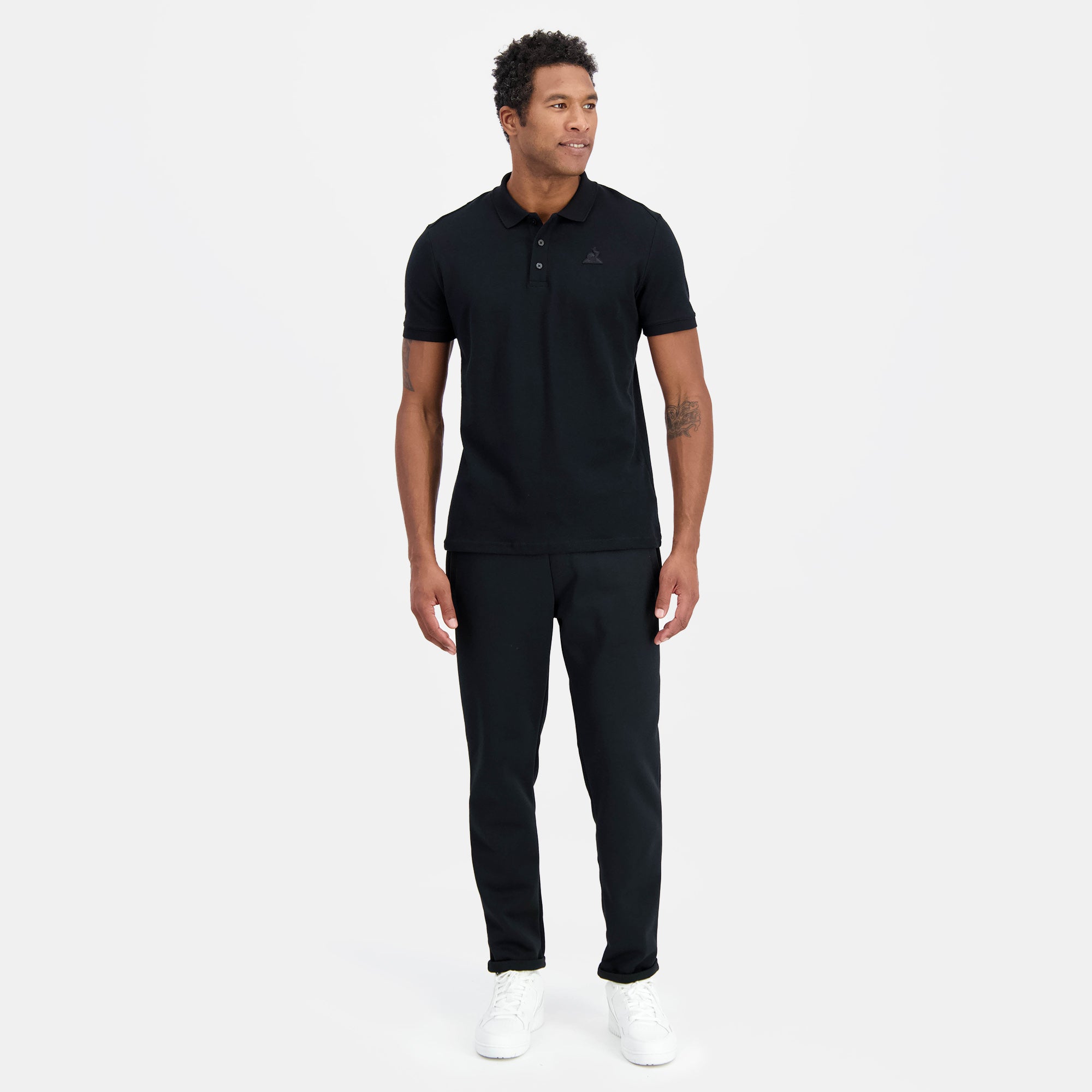 Black polo and pants on sale