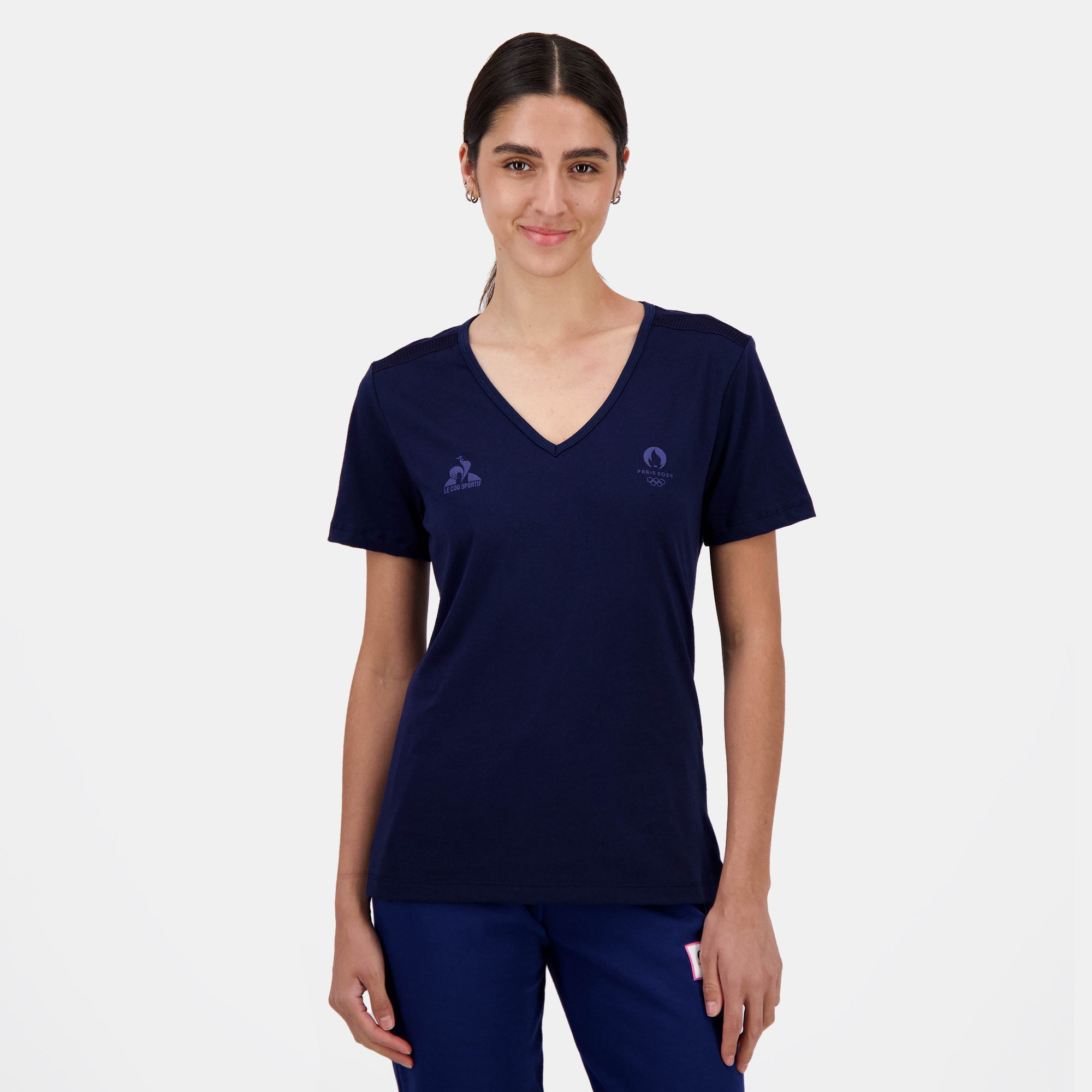 2410577-ESS P24 Tee SS Col V N°1 W bleu nuit  | Camiseta Mujer