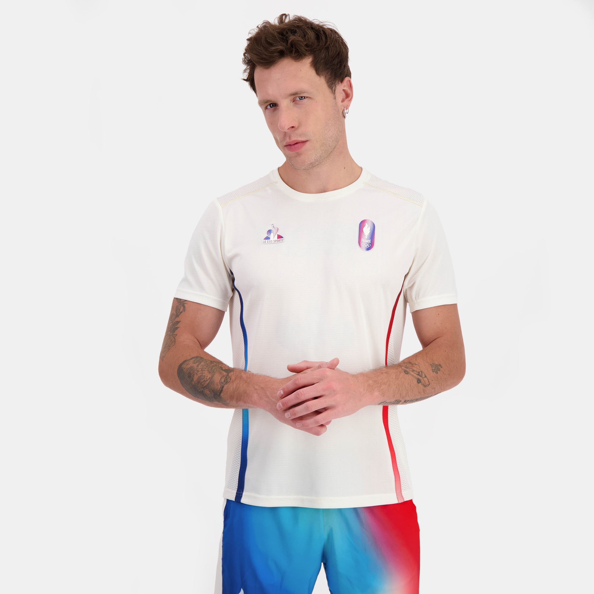 2421864-O PERF COMM Tee SS Runinng M marshmallow | Maillot Équipe de France Homme