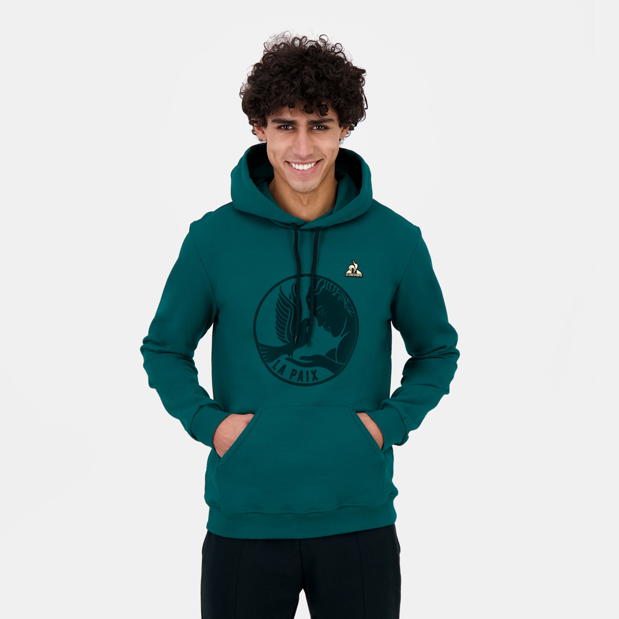 2424129-LA PAIX Hoody N°1 M deep teal | Felpa con cappuccio da uomo