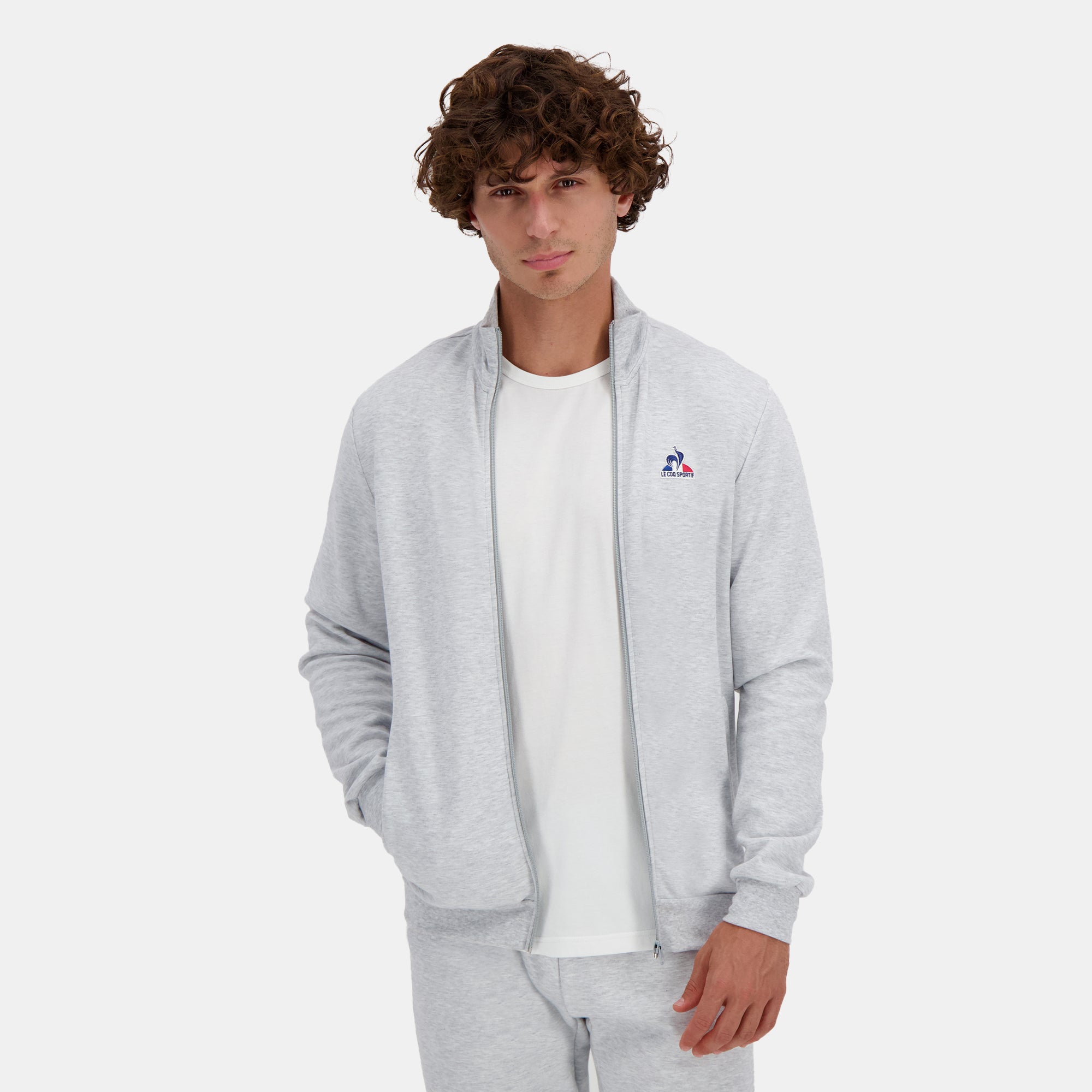 2510026-ESS FZ Sweat N°2 M gris chiné clair | Sweat zippé Homme