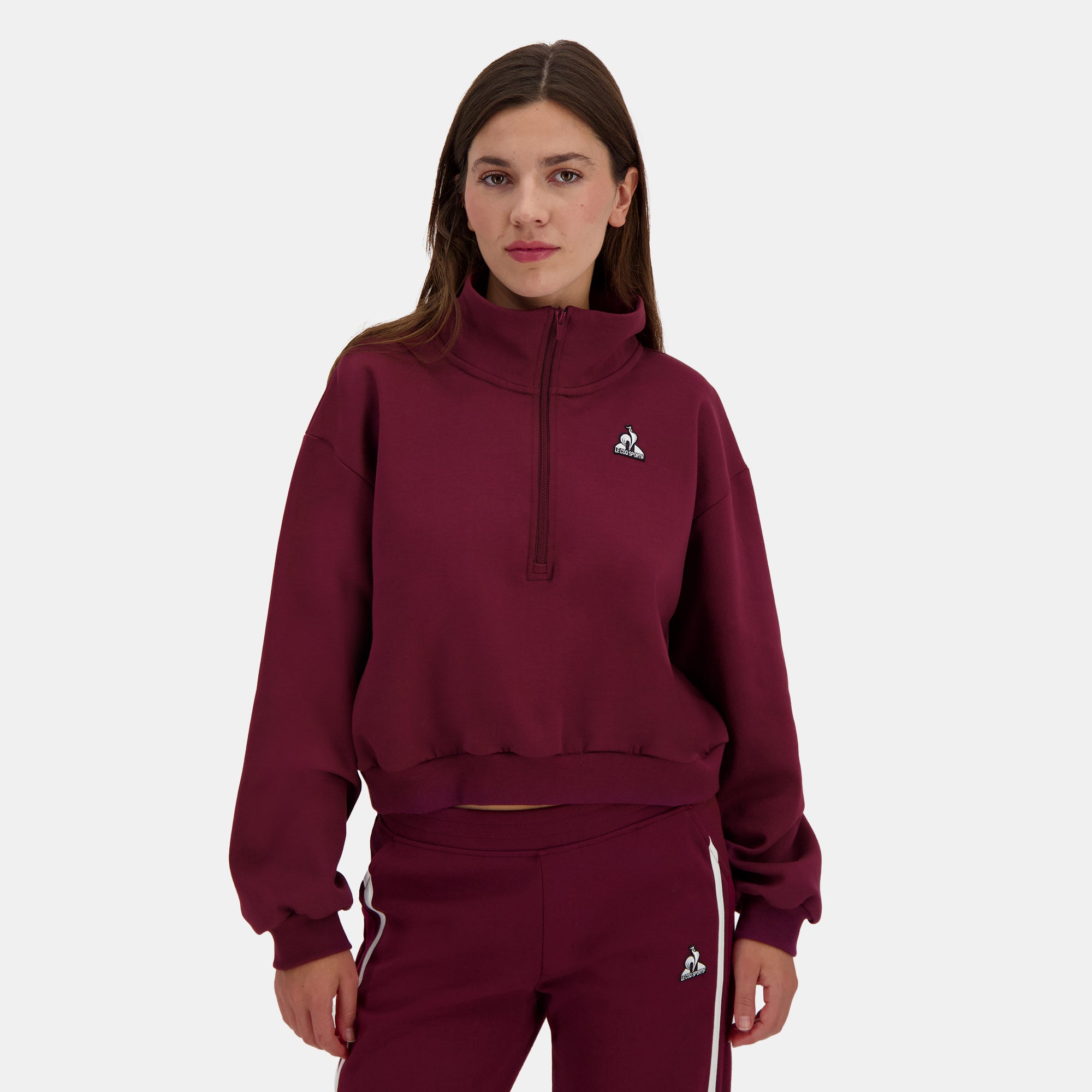 2510602-HERITAGE LF Halfzip N°1 W maroon banner | Sweat Femme